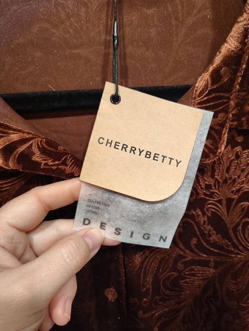 Cherybetty Brown Velvet Burnout Floral Blouse Shirt 3XL NWT Lantern Sleeve Boho - Picture 4 of 9